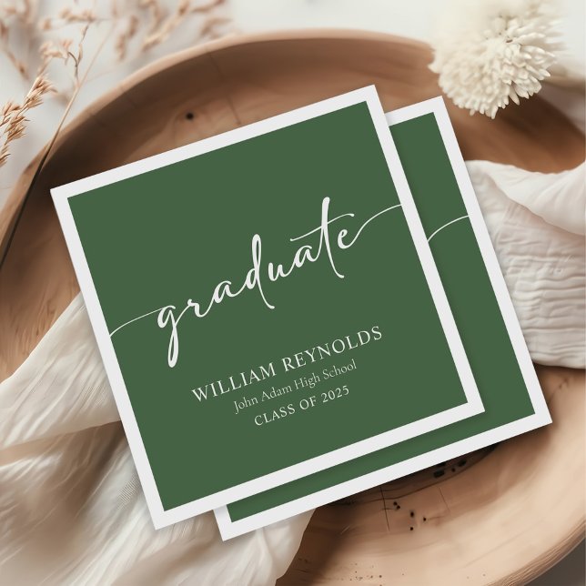 Modern Script Simple Photo Graduation Napkins (Creator Uploaded)