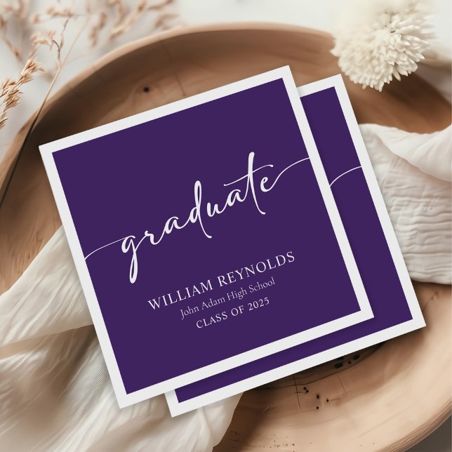 Modern Script Simple Photo Graduation Napkins (Creator Uploaded)