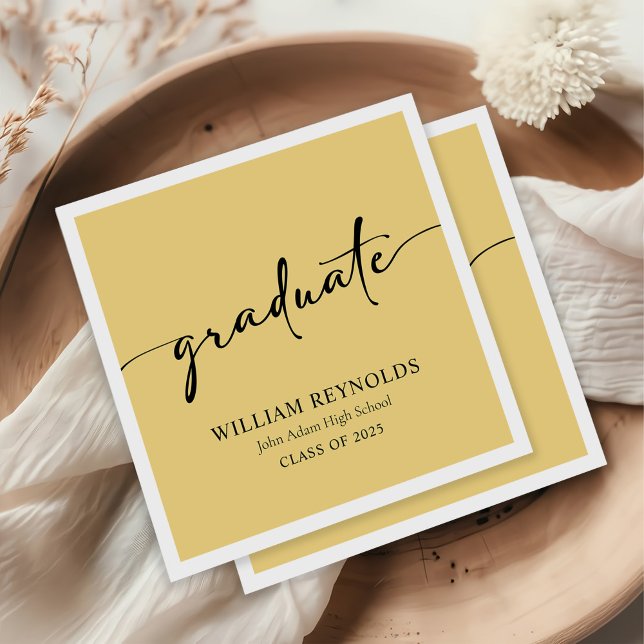 Modern Script Simple Photo Graduation Napkins (Creator Uploaded)