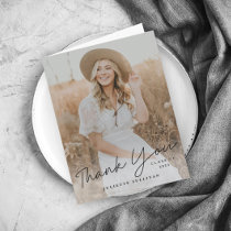 Modern Script Simple Photo Graduation Thank You Card