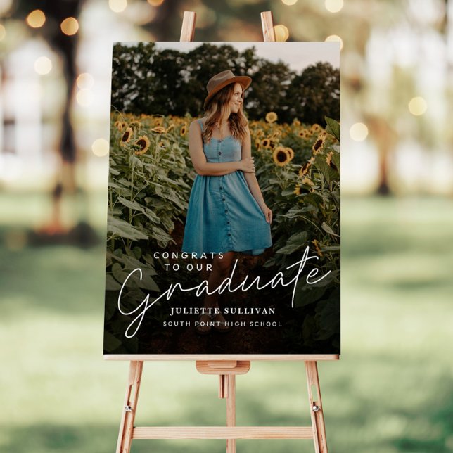 Modern Script Simple Photo Graduation Welcome Foam Board (Modern script photo graduation  welcome sign.)