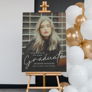 Modern Script Simple Photo Graduation Welcome Foam Board