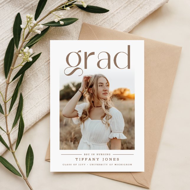Modern Script Simple Photo Nursing Graduation Announcement (Creator Uploaded)