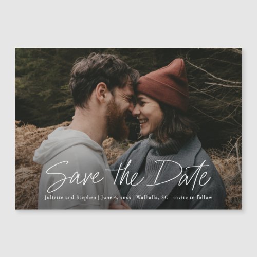 Modern Script Simple Photo Wedding Save the Date