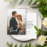Modern Script Simple Photo Wedding Thank You Card<br><div class="desc">Introducing our "Modern Script Simple Photo Wedding Thank You Card" – a contemporary and personalized way to express gratitude to your wedding guests. This card features modern script typography, space for a photo from your special day, and customizable fields for a personal message, bride and groom names, and wedding date....</div>