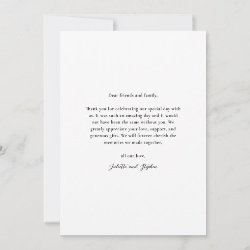 Modern Script Simple Photo Wedding Thank You Card | Zazzle