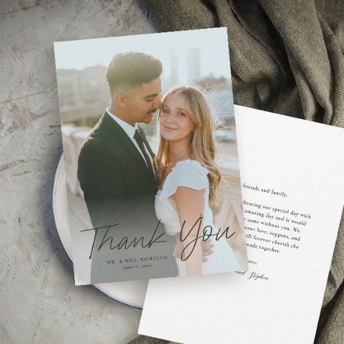 Modern Script Simple Photo Wedding Thank You Invitation