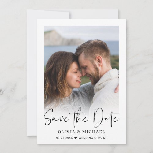 Modern Script Simple Wedding Photo Save The Date