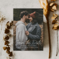 Modern Script Simple Wedding Photo Save The Date