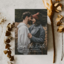 Modern Script Simple Wedding Photo Save The Date