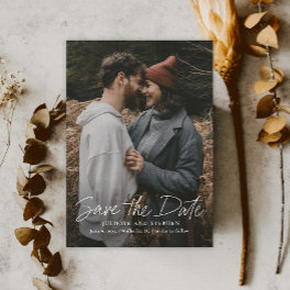 Modern Script Simple Wedding Photo Save The Date