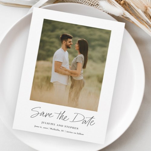 Modern Script Simple Wedding Photo Save The Date