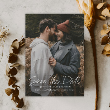 Modern Script Simple Wedding Photo Save The Date Magnetic Invitation by stacey_meacham at Zazzle