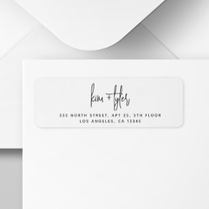 Modern script simple wedding return address label