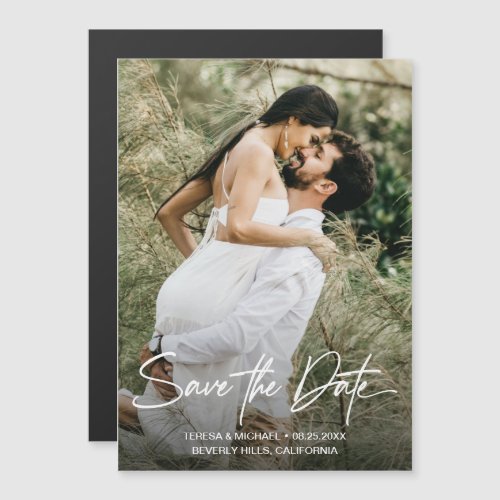 Modern Script Simple wedding Save the Date Photo 