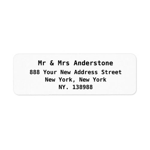 Modern script simple white return address label