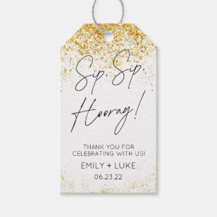 Modern Script Sip Sip Hooray Wedding Wine Favor Gift Tags