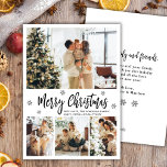 Modern Script Snowflake 4 Photo Collage Christmas  Holiday Card<br><div class="desc">Elegant, Modern Black and White 4 Photo Collage Merry Christmas Script Holiday Card. This festive, mimimalist, whimsical four (4) photo holiday card template features a photo collage, some snowflake and says Merry Christmas! The „Merry Christmas” greeting text is written in a beautiful black hand lettered brush typography font script on...</div>