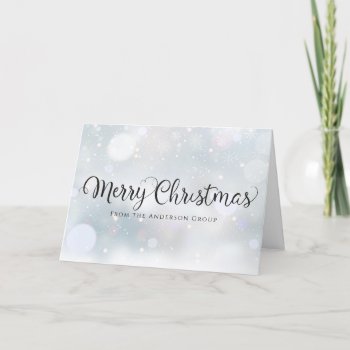 Modern Script Snowflakes Business Employee  Holiday Card by artofbusiness at Zazzle