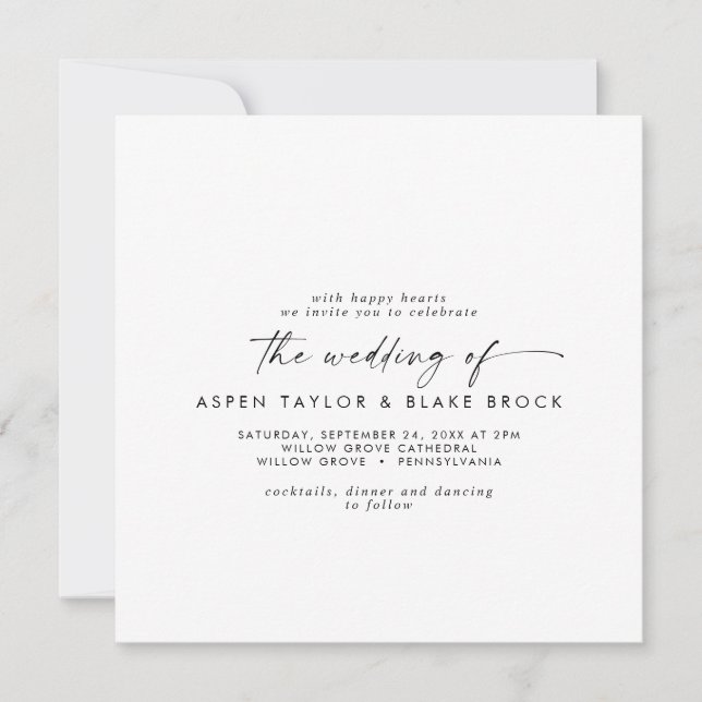 Modern Script Square Wedding Invitation (Front)