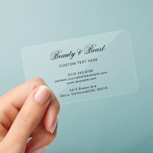 Modern Script Style Clear Personalized Business Cards