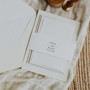 Modern Script Styled Names Wedding Invitation Belly Band