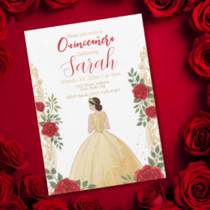 Modern Script Stylish Chic Gold Floral Birthday Invitation