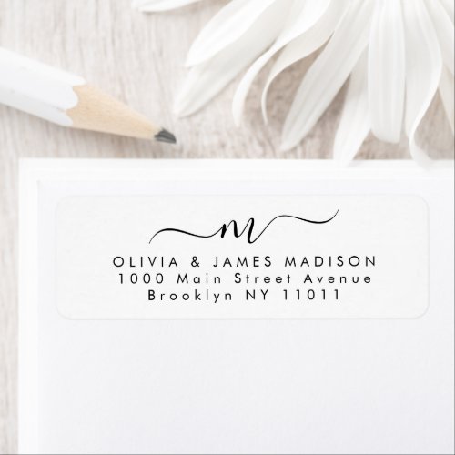 Modern Script Swash Monogram Couple Stationery Label