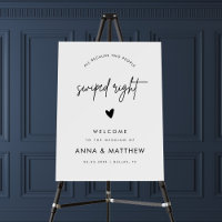 Modern Script Swipe Right Wedding Welcome Sign