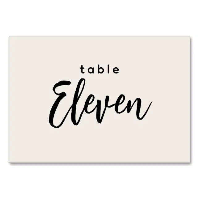 Modern Script Table 11 Eleven Off-White Wedding Number | Zazzle