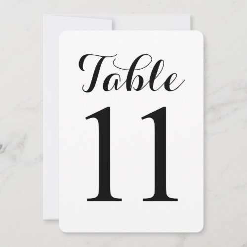 Modern Script Table 11 | Table Numbers Card