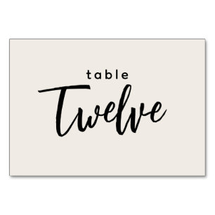 Modern Script Table 12 Twelve Off-White Wedding Number