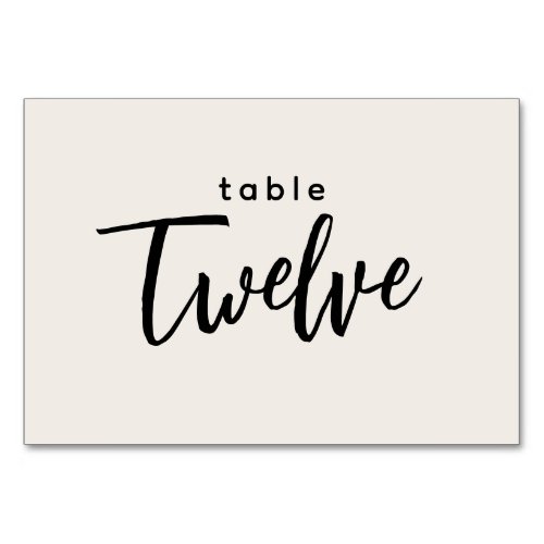 Modern Script Table 12 Twelve Off_White Wedding Table Number