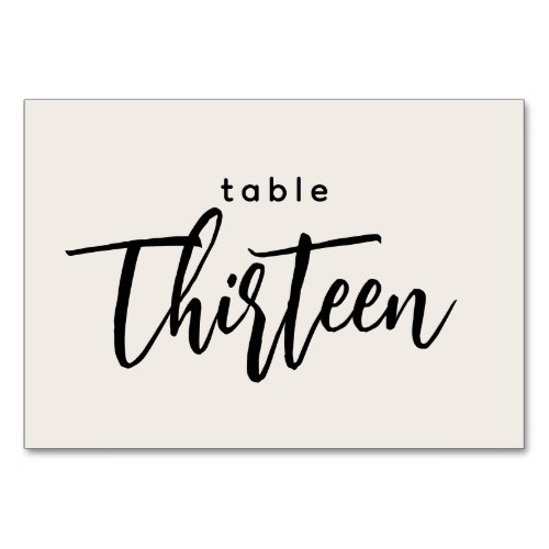 Modern Script Table 13 Thirteen Off_White Wedding Table Number
