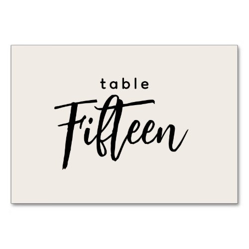 Modern Script Table 15 Fifteen Off_White Wedding Table Number