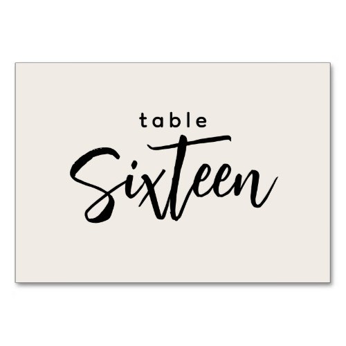 Modern Script Table 16 Sixteen Off_White Wedding Table Number