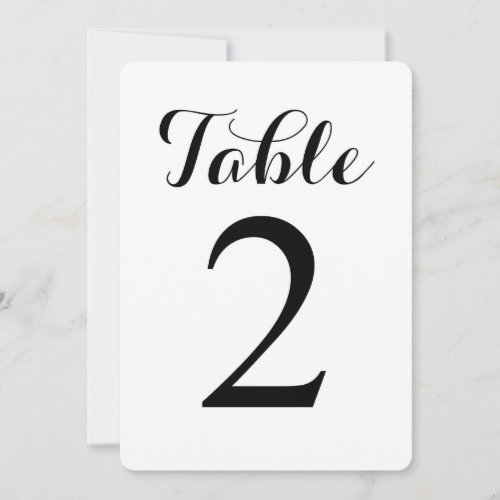 Modern Script Table 2 | Table Numbers Card