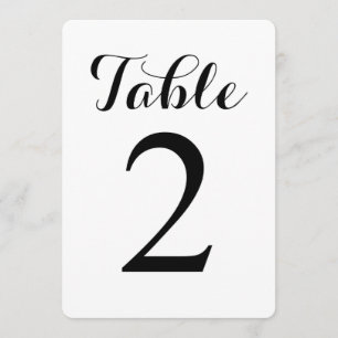 Modern Script Table 2   Table Numbers Card
