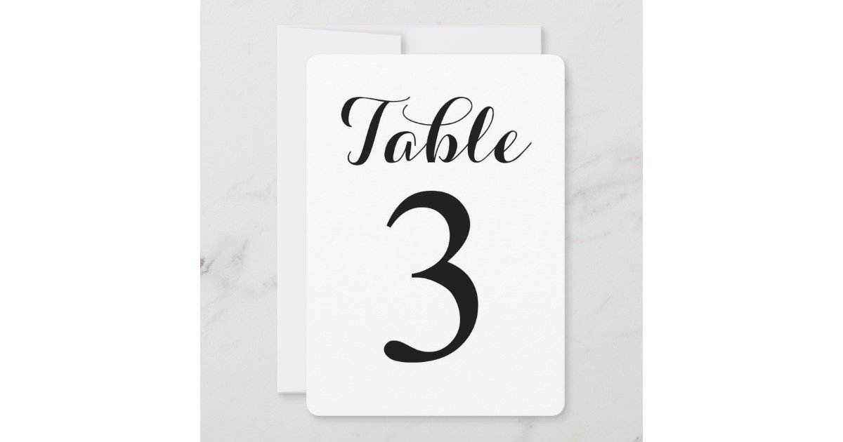 Modern Script Table 3 | Table Numbers Card | Zazzle