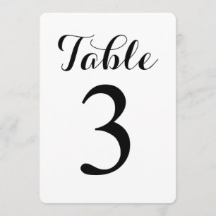 Modern Script Table 3   Table Numbers Card