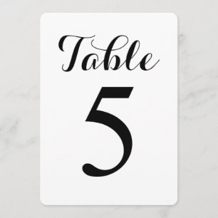 Modern Script Table 5   Table Numbers Card