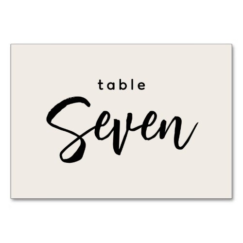 Modern Script Table 7 Seven Off_White Wedding Table Number