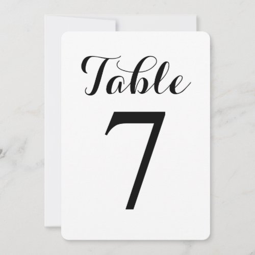 Modern Script Table 7  Table Numbers Card