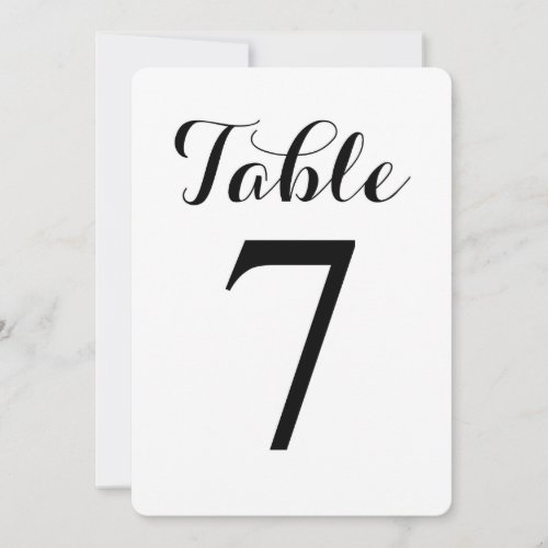 Modern Script Table 7 | Table Numbers Card