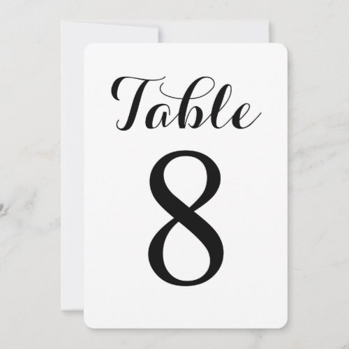Modern Script Table 8 | Table Numbers Card