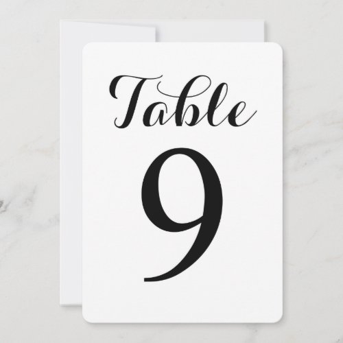 Modern Script Table 9 | Table Numbers Card