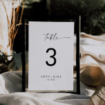 Modern Script Table Number<br><div class="desc">This modern script table number is perfect for a minimalist wedding. The simple black and white design features unique industrial lettering typography with modern boho style. Customizable in any color. Keep the design minimal and elegant, as is, or personalize it by adding your own graphics and artwork. The card prints...</div>