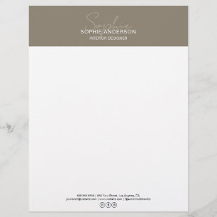 Modern Script Taupe Professional Business Letterhead