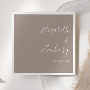 Modern Script Taupe Wedding Napkins