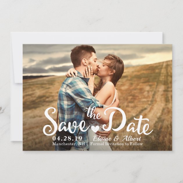 Modern Script Teal Wedding Save The Date Photo